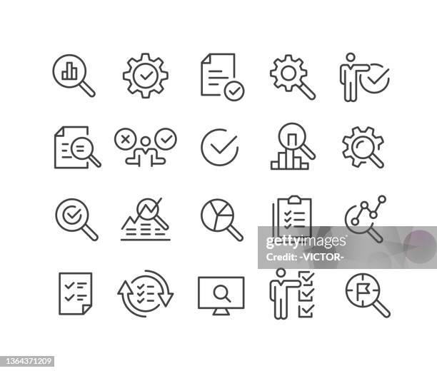 stockillustraties, clipart, cartoons en iconen met inspection icons - classic line series - onderzoeken