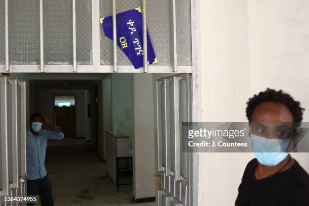 Doctors Meheret Mekuria and Getachew Mola lead journalist through the facilities at the Mersa Metro Hospital in North Wollo on January 12, 2022 in...