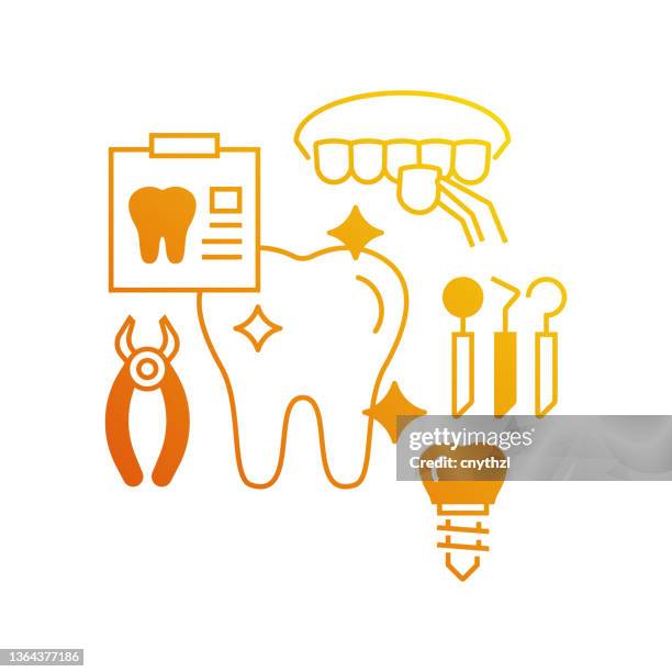 vector set of illustration dental concept. line art style background design for web page, banner, poster, print etc. vector illustration. - empty toothpaste stock illustrations