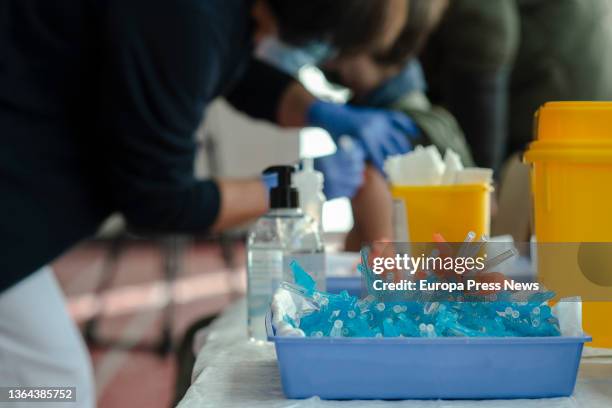 Vaccinations against Covid-19, at CEIP Manel Garcia Grau, on 13 January, 2022 in Castellon de la Plana, Comunidad Valenciana, Spain. After the...
