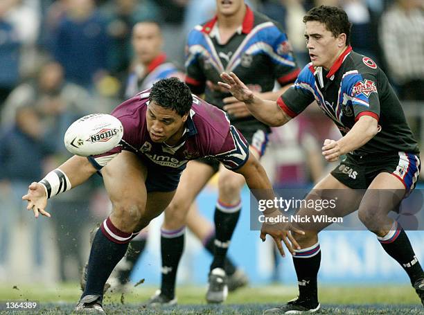 Aaron Cannings of the Eagles in action during the round 25 NRL match between the Northern Eagles and the New Zealand Warriors played at Brookvale...