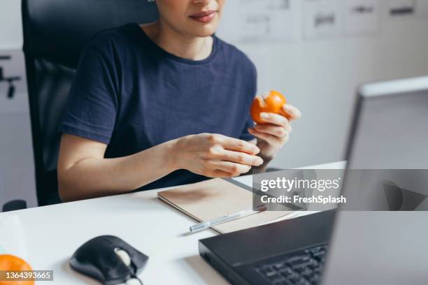 Healthy Snacks At Computer Photos and Premium High Res Pictures - Getty ...