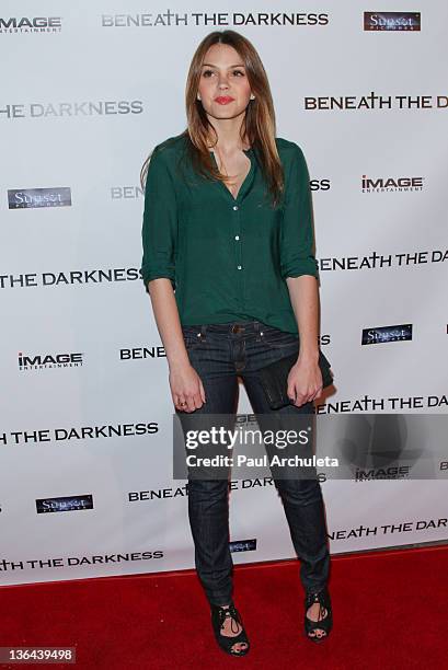 Actress Aimee Teegarden attends the "Beneath The Darkness" world premiere at American Cinematheque's Egyptian Theatre on January 4, 2012 in...