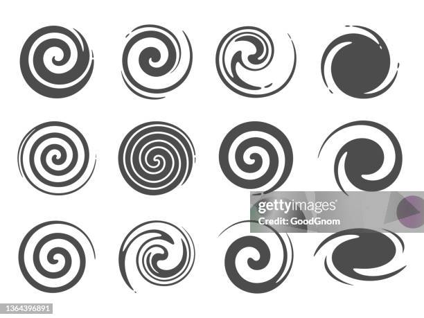 illustrazioni stock, clip art, cartoni animati e icone di tendenza di elemento di design delle icone del vortice - spirale ricciolo