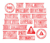 Debt Bankruptcy Rubber Stamps Bank Payment Due Final Notice Letter
