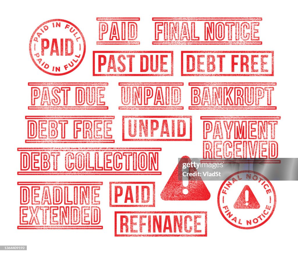 Debt Bankruptcy Rubber Stamps Bank Payment Due Final Notice Letter