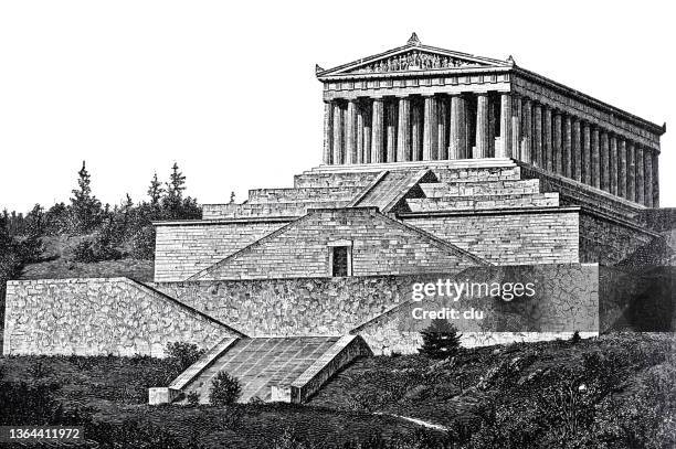 walhalla memorial, regensburg, germany - walhalla memorial stock illustrations