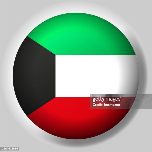 flag of kuwait button - kuwaiti flag stock illustrations