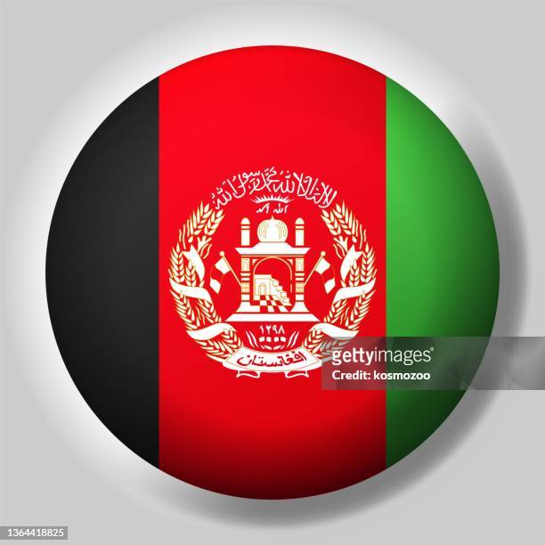 flag of afghanistan button - afghanistan flag stock illustrations