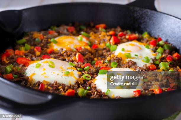 breakfast skillet - breakfast sausage stock pictures, royalty-free photos & images