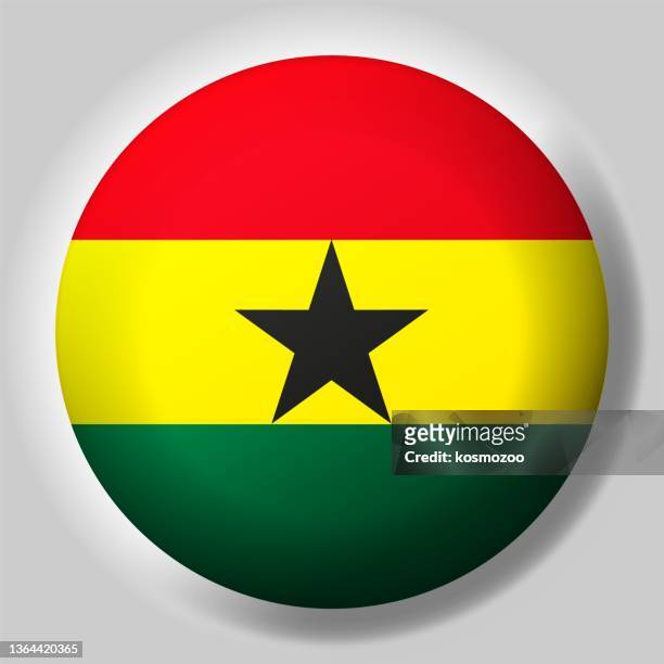 flag of ghana button - ghana independence stock illustrations