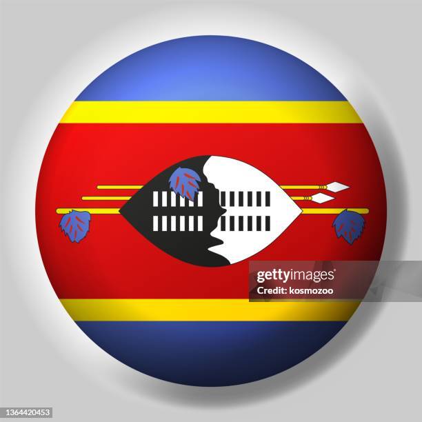flag of eswatini button - 3d circle button stock illustrations