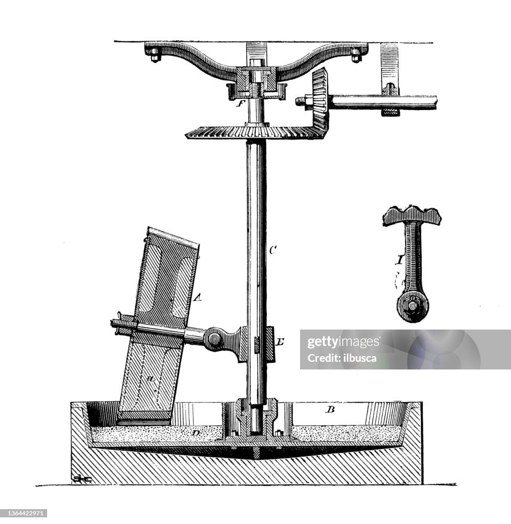 Antique illustration of 19th century industry, technology and craftsmanship: Food industry, pasta maker machine