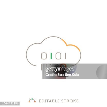 Cloud Computing Multicolor Line Icon with Editable Stroke Cloud Computing Multicolor Line Icon with Editable Stroke