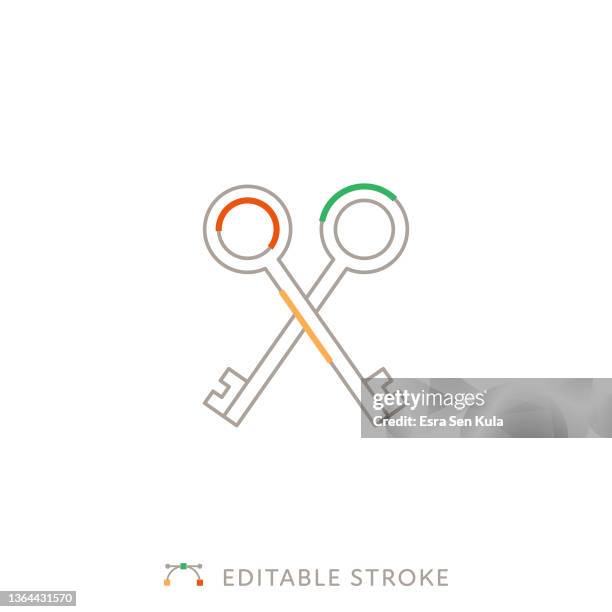 solution multicolor line icon with editable stroke - security guard white background stock illustrations