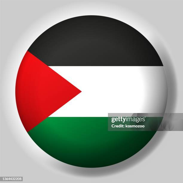 flag of palestine button - palestinian flag stock illustrations