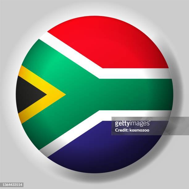 ilustrações, clipart, desenhos animados e ícones de bandeira da áfrica do sul botão - bandeira sul africana
