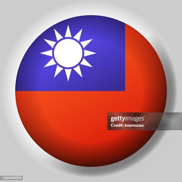 flag of taiwan button - taiwan flag stock illustrations