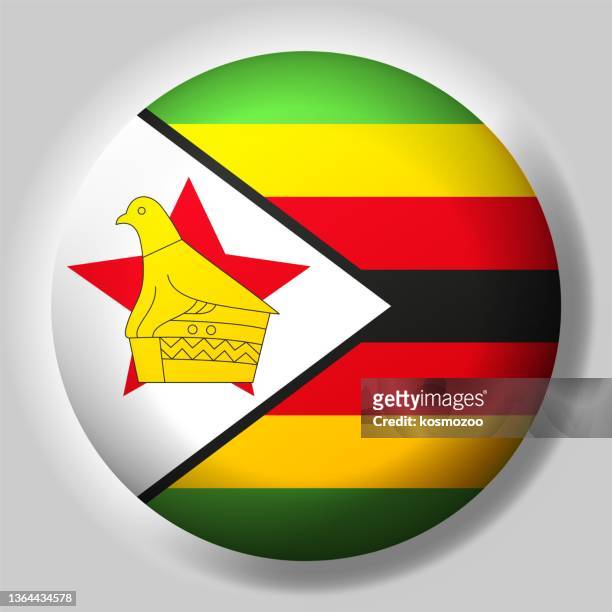 ilustrações, clipart, desenhos animados e ícones de bandeira do botão zimbabuano - bandeira de zimbabué