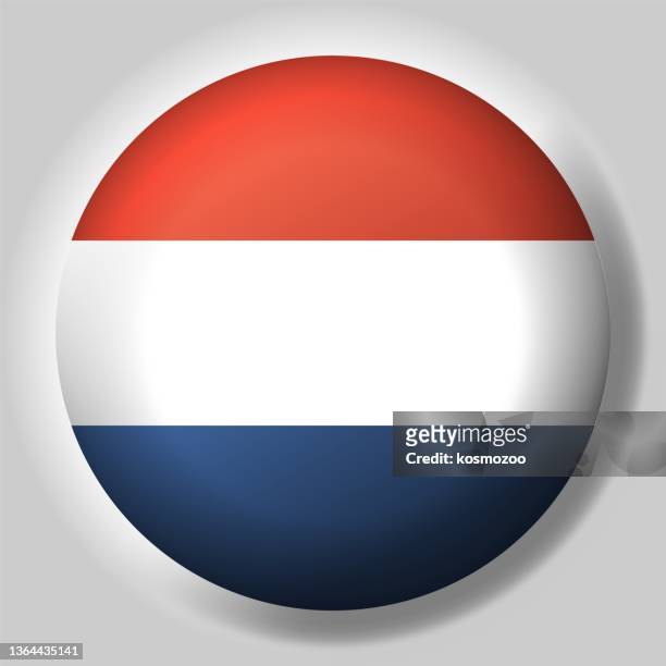 stockillustraties, clipart, cartoons en iconen met flag of netherlands button - nederlandse vlag