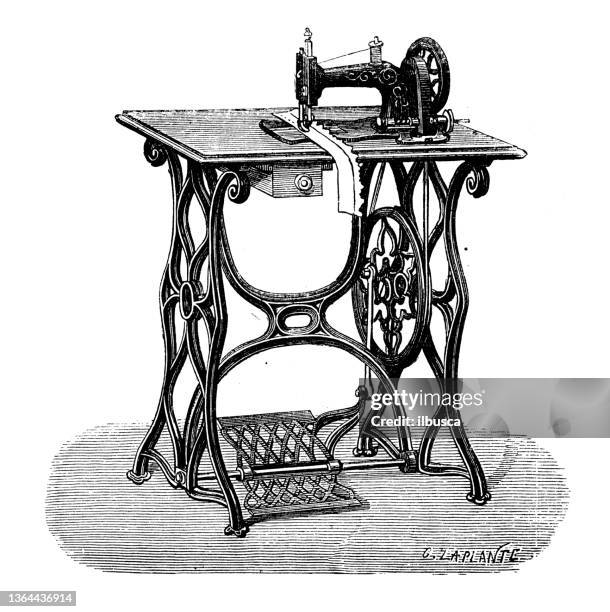 antique illustration of 19th century industry, technology and craftsmanship: textile and fashion industry, sewing machine - sewing machine stock illustrations