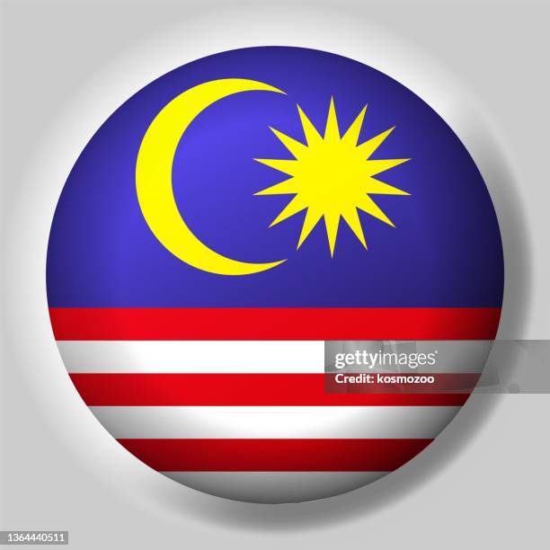 ilustrações de stock, clip art, desenhos animados e ícones de flag of malaysia button - bandeira-da-malásia
