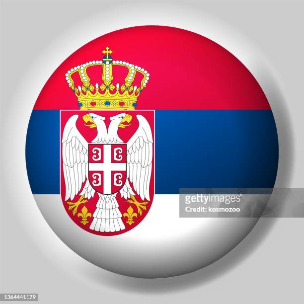 flag of serbia button - serbian flag stock illustrations