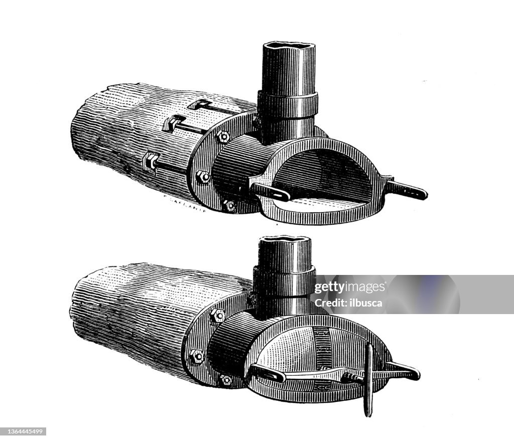 Antike Illustration der Industrie, Technologie und Handwerkskunst des 19. Jahrhunderts: Gas Retort