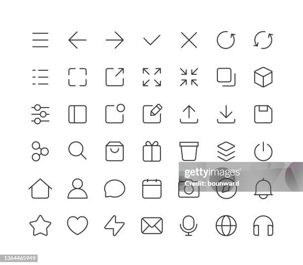 user interface web page mobile app thin line icons editable stroke - writing copy stock illustrations