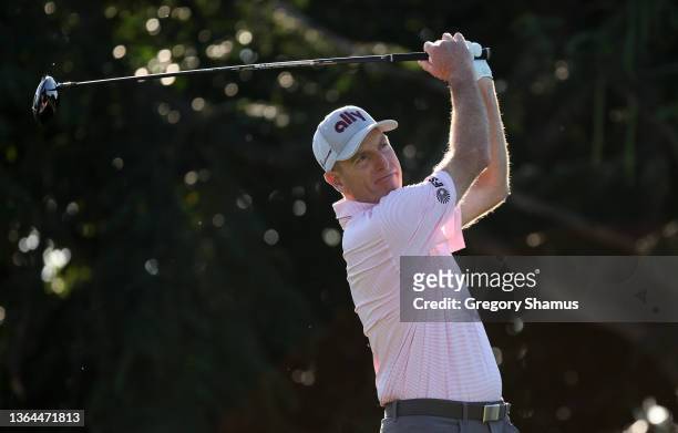 Jim Furyk of the United States plays his shot from the fifth tee during the first round of the Sony Open in Hawaii at Waialae Country Club on January...