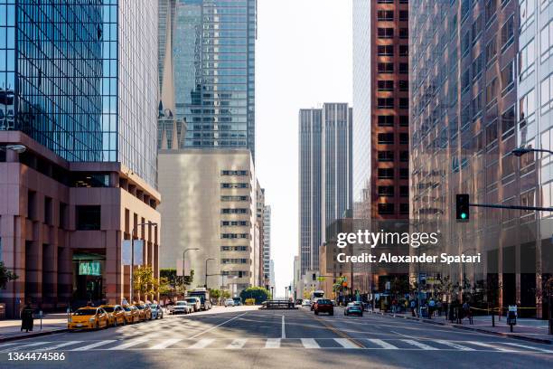 street in downtown los angeles, california, usa - los angeles skyline daytime stock-fotos und bilder