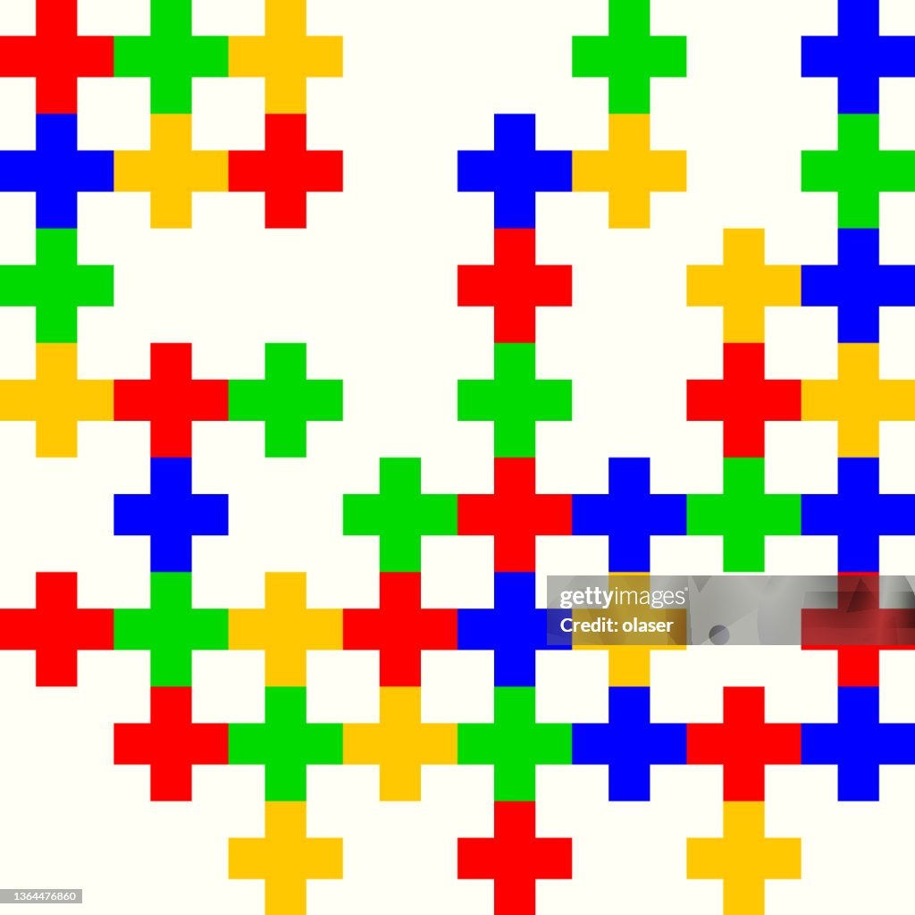 Plus Grid Patterns Colorful Bold Connected Plus Shapes In Spaced Grid Pattern High-Res ...