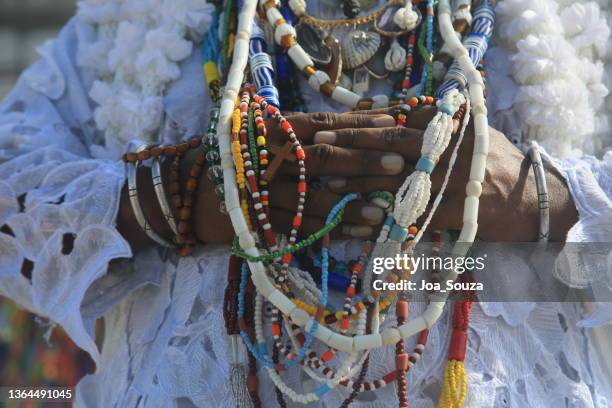 candomble adept at bonfim church - voodoo stock pictures, royalty-free photos & images