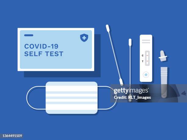 bildbanksillustrationer, clip art samt tecknat material och ikoner med illustration of covid-19 rapid antigen self test kit - covid