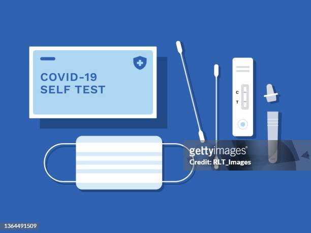 illustration of covid-19 rapid antigen self test kit - coronavirus stock illustrations