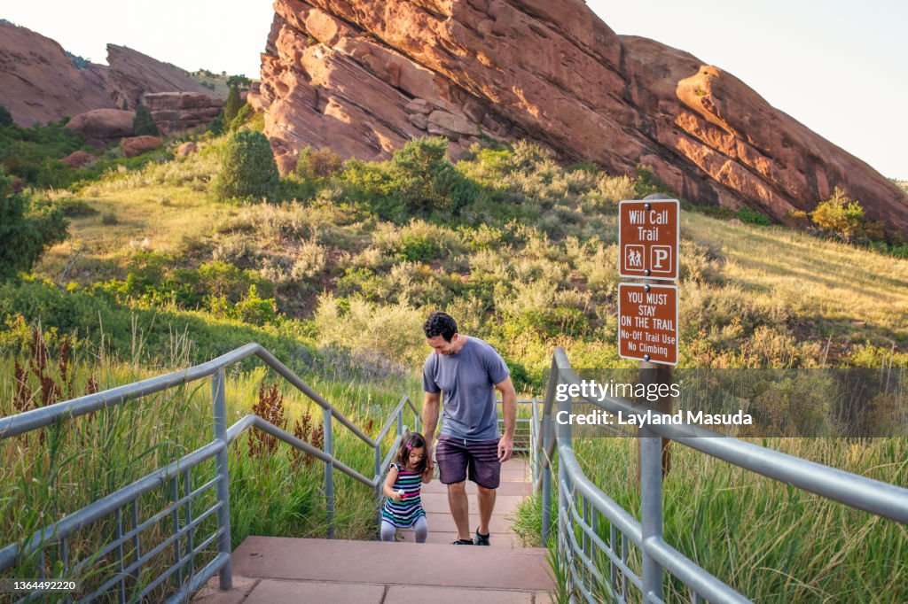 Easy Hike - Father And Toddler Daughter