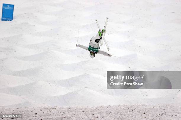 Cooper Woods of Team Australia takes a run for the Men's Mogul Finals during the Intermountain Healthcare Freestyle International Ski World Cup at...