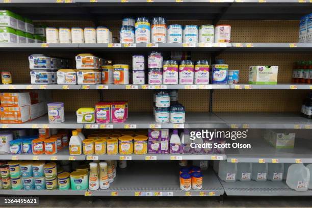 Baby formula is offered for sale at a big box store on January 13, 2022 in Chicago, Illinois. Baby formula has been is short supply in many stores...