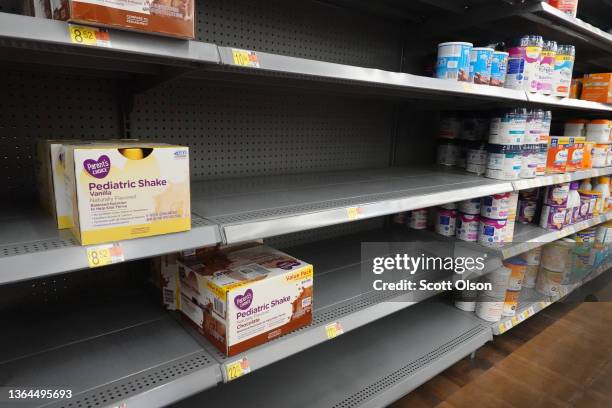 Baby formula is offered for sale at a big box store on January 13, 2022 in Chicago, Illinois. Baby formula has been is short supply in many stores...