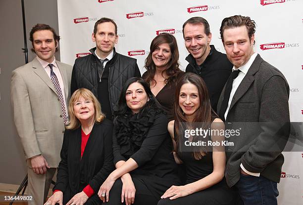 Michael Bakkensen, Stephen Kunken, Elizabeth Rich, Paul Niebanck and Ethan McSweeny Marylouise Burke, Kate Fodor and Marin Hinkle attend the "Rx"...