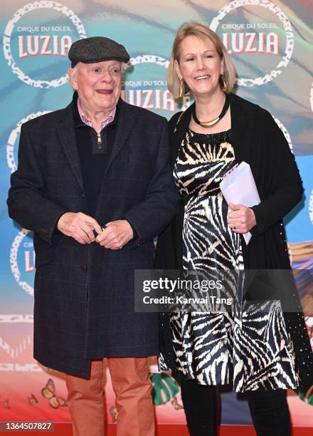 Sir David Jason and Gill Hinchcliffe attend Cirque du Soleil's "LUZIA" premiere at Royal Albert Hall on January 13, 2022 in London, England.