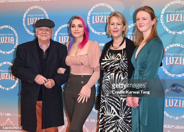 Sir David Jason, Sophie Mae, Gill Hinchcliffe and guest attend Cirque du Soleil's "LUZIA" premiere at Royal Albert Hall on January 13, 2022 in...