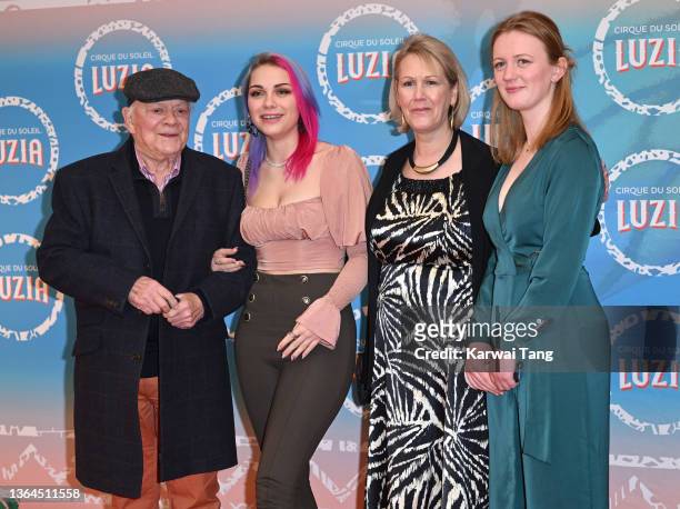 Sir David Jason, Sophie Mae, Gill Hinchcliffe and guest attend Cirque du Soleil's "LUZIA" premiere at Royal Albert Hall on January 13, 2022 in...