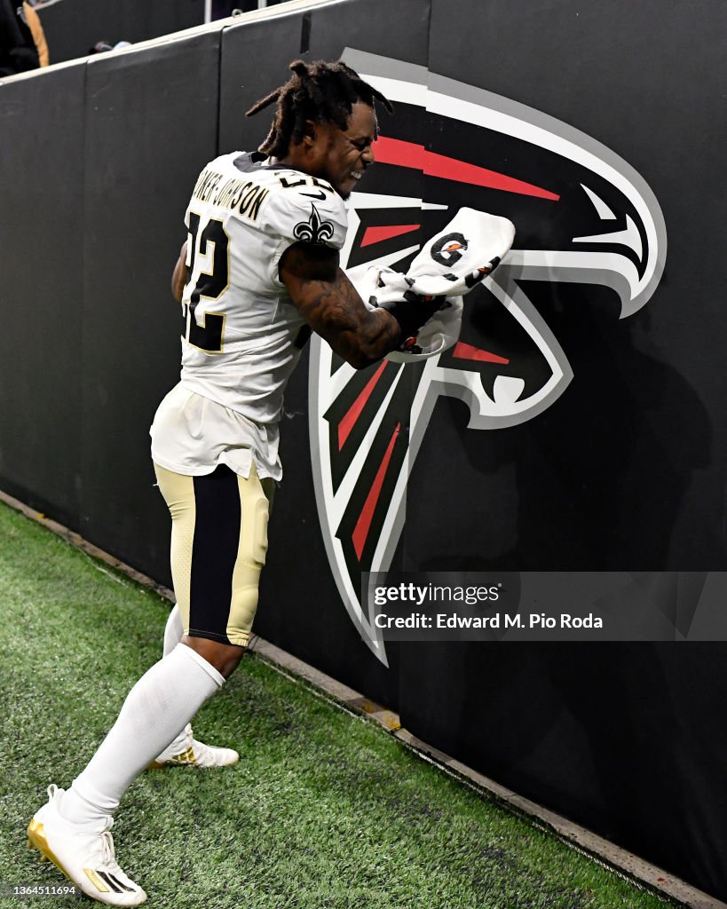 C.J. Gardner-Johnson of the New Orleans Saints punches the Atlanta News  Photo - Getty Images