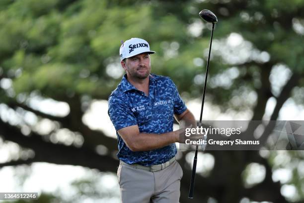 Graeme McDowell of Northern Ireland watches his shot from the second tee during the first round of the Sony Open in Hawaii at Waialae Country Club on...