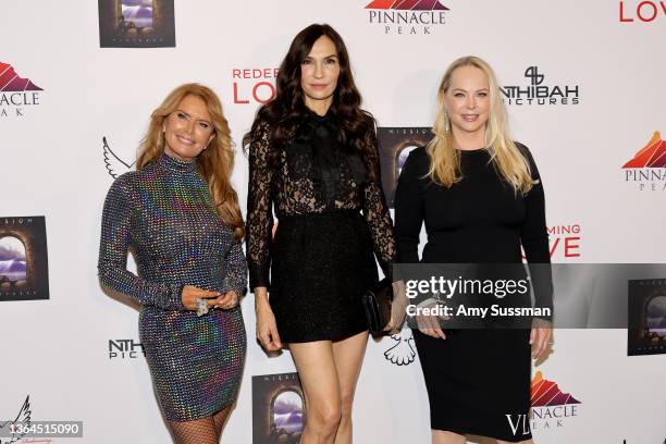 Roma Downey, Famke Janssen, and Cindy Bond attend the Los Angeles special screening of Universal's "Redeeming Love" at Directors Guild of America on...