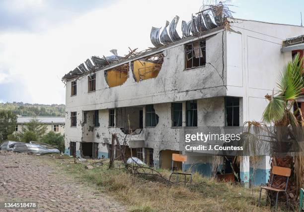View of damage to a major department office on January 11, 2022 in Dessie, Ethiopia. The TPLF moved on the city of Dessie around October 30 shelling...