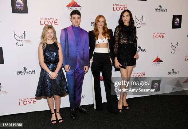 Livi Birch, Tom Lewis, Abigail Cowen, and Famke Janssen attend the Los Angeles special screening of Universal's "Redeeming Love" at Directors Guild...