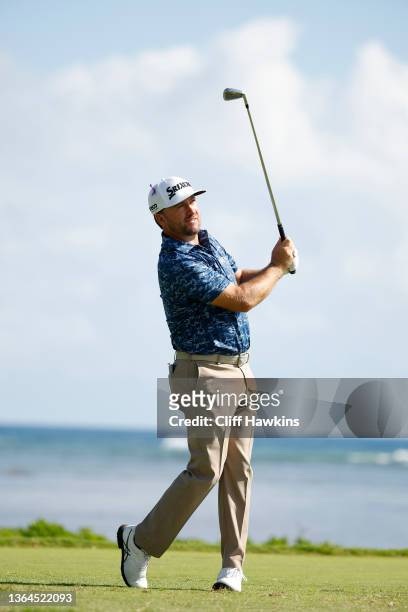 Graeme McDowell of Northern Ireland plays his shot from the 17th tee during the first round of the Sony Open in Hawaii at Waialae Country Club on...