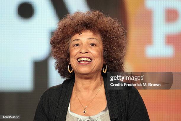 Author/activist Angela Davis speaks onstage during the Independent Lens Examines Black History Month panel during the PBS portion of the 2012 Winter...